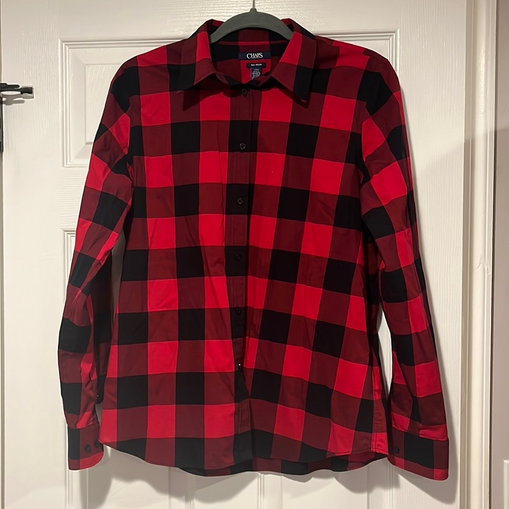 Chaps no iron buffalo check button down shirt